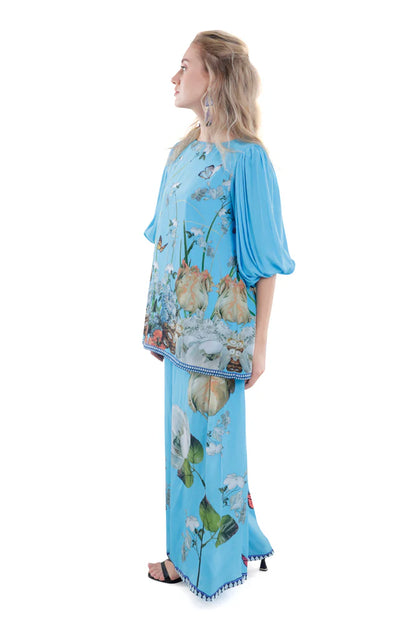 Silk Balloon Sleeve Co-ord Set