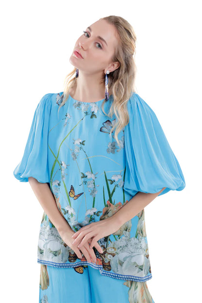 Silk Balloon Sleeve Co-ord Set