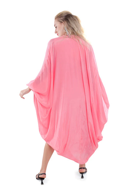 Embroidered Dress in Sky Blue/ Peach/ Aqua Blue  colours With Ruched Cape