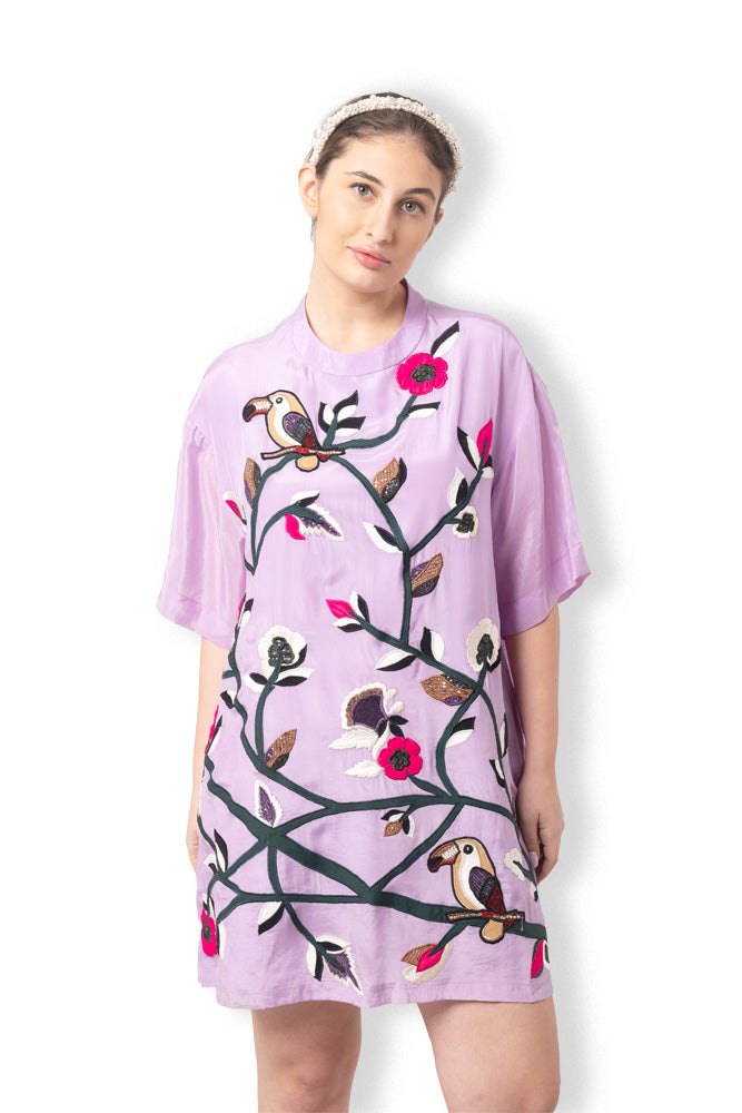 Floral Embroidered T-shirt Dress