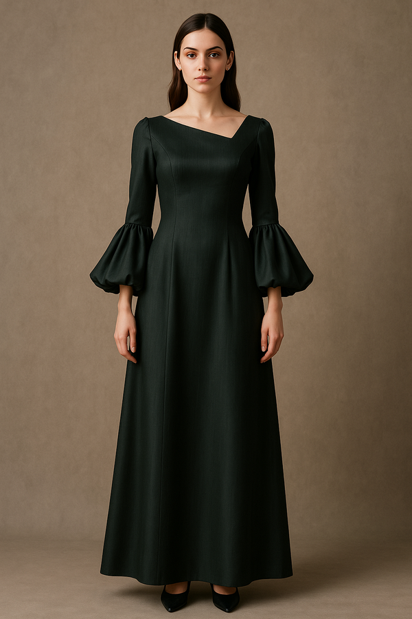 Balloon sleeves long dress
