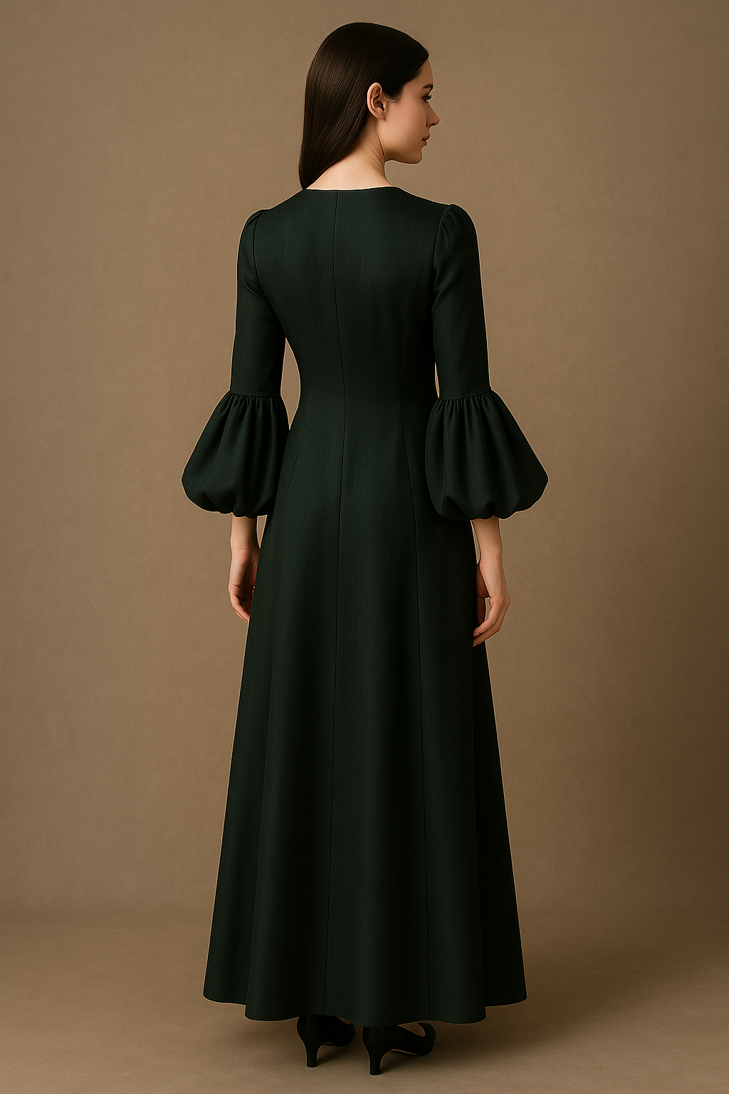 Balloon sleeves long dress