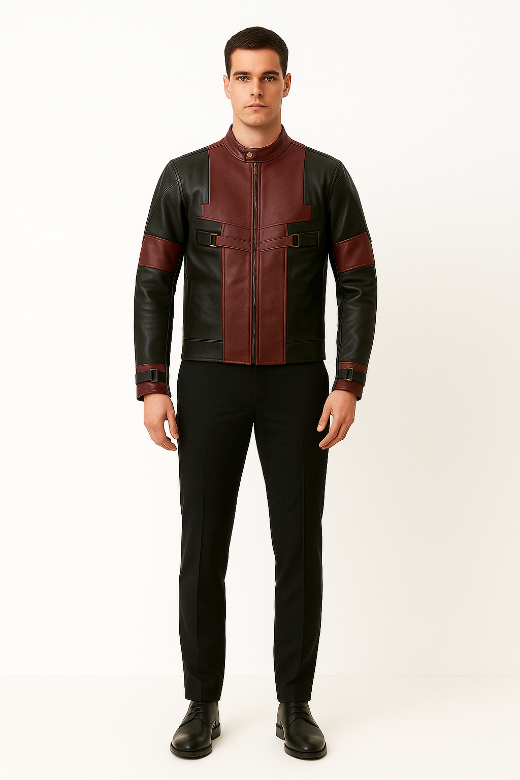 DEADPOOL ROGUE JACKET – Color-Blocked Luxury Biker Leather