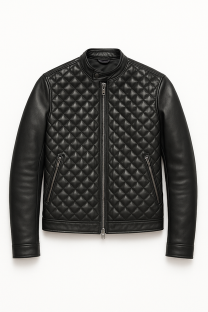 NEO MATRIX JACKET – Luxury Diamond- Stitched Leather