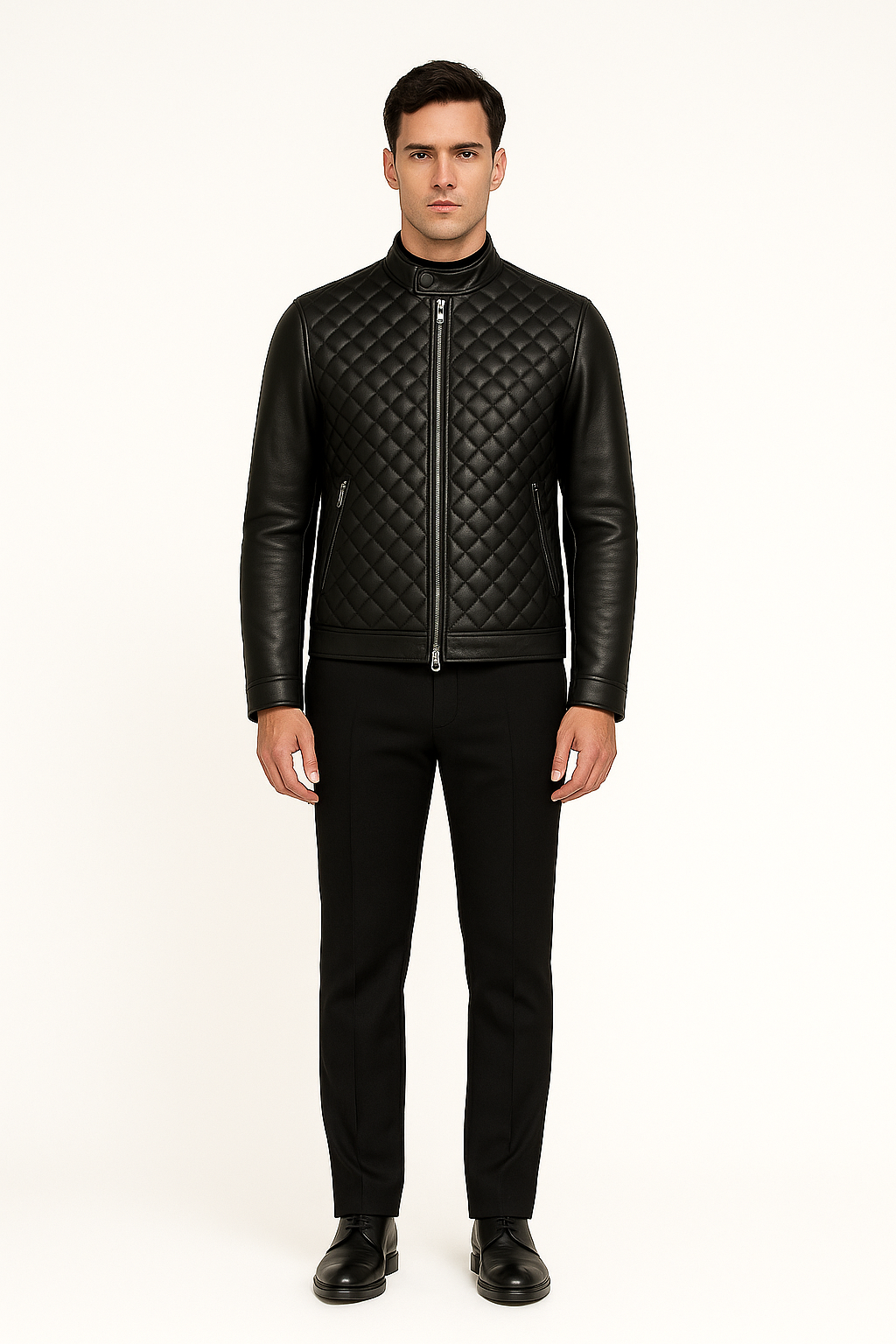 NEO MATRIX JACKET – Luxury Diamond- Stitched Leather