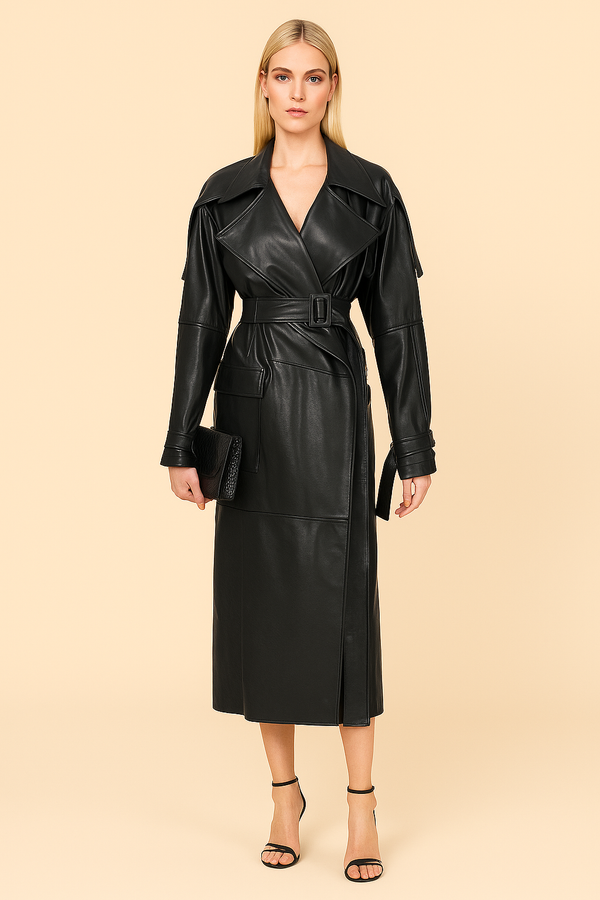 TRINITY SHADOW TRENCH COAT –  The Matrix-Inspired Leather Icon