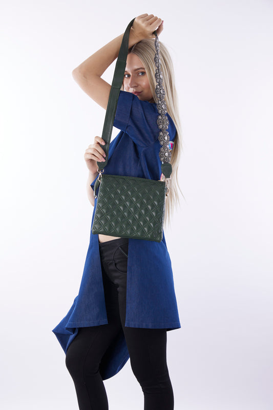 Green Fish Leather Sling Bag