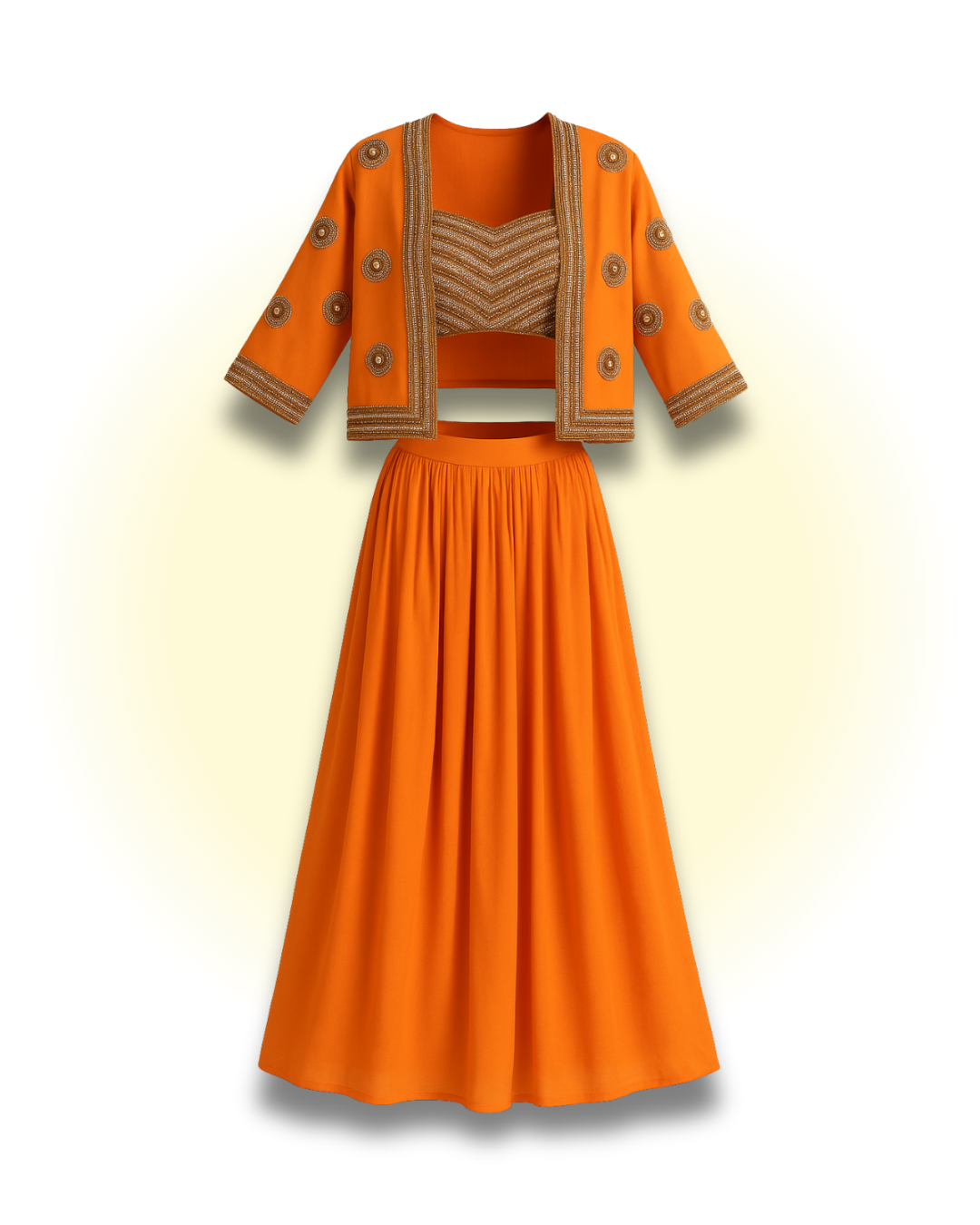 Hand Embroidered Blouse With Flowy Skirt