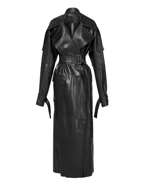 TRINITY SHADOW TRENCH COAT –  The Matrix-Inspired Leather Icon