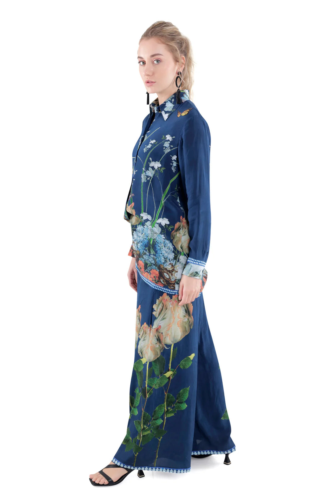 Floral Silk in Sky Blue/M Co-ord Set