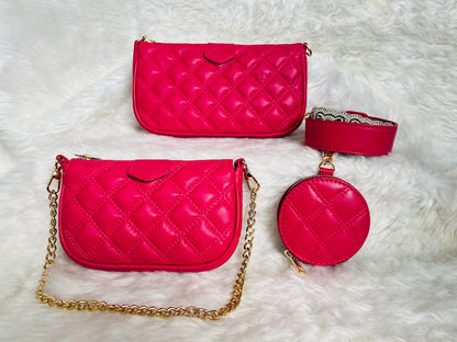Pink Embroidered Combo Sling Bag