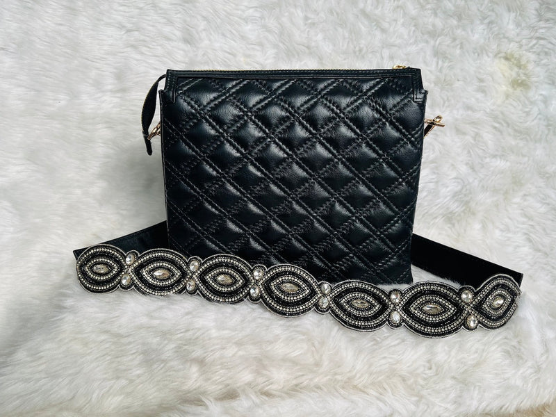 Black Fish Leather Sling Bag
