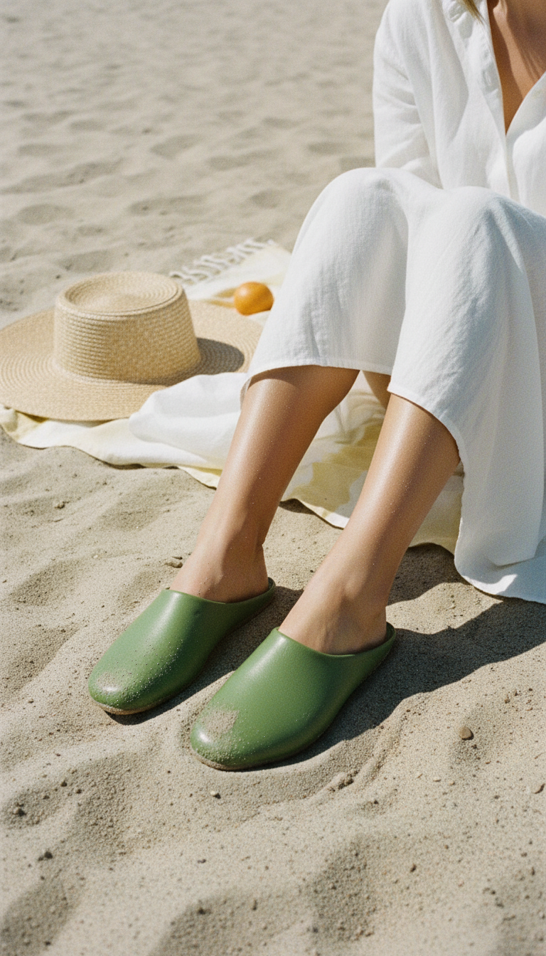 Green Loafers with rubber sole