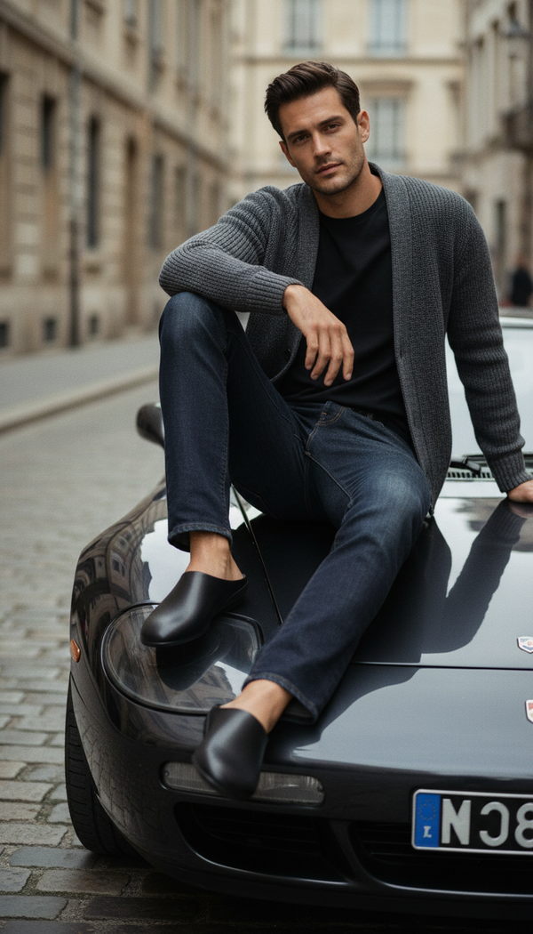 Black Loafers with rubber sole