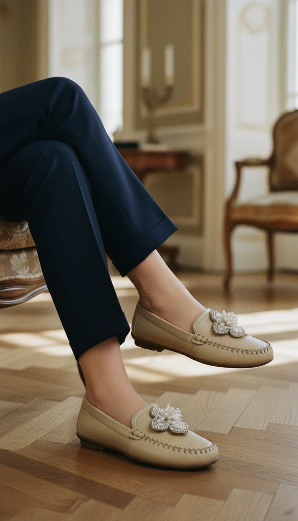 Ivory fish leather shoes