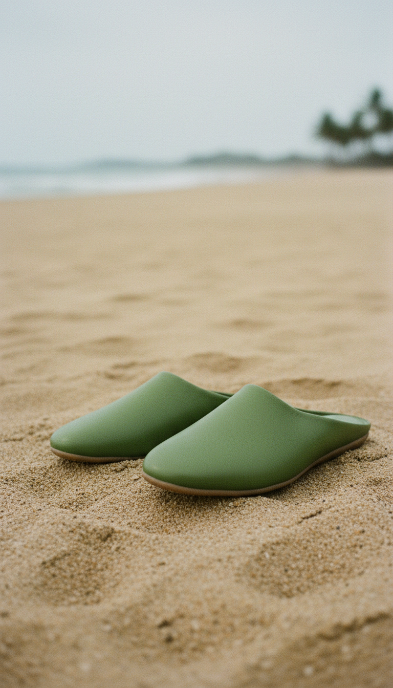 Green Loafers with rubber sole