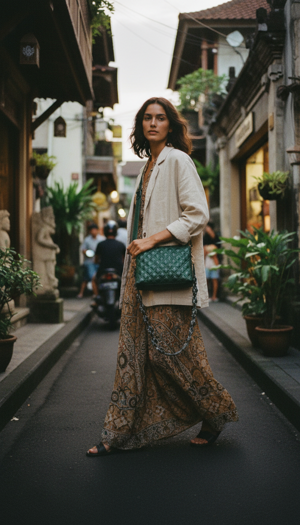 Green Fish Leather Sling Bag