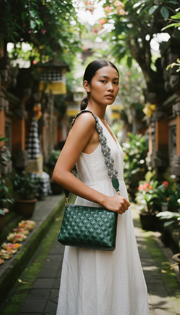 Green Fish Leather Sling Bag