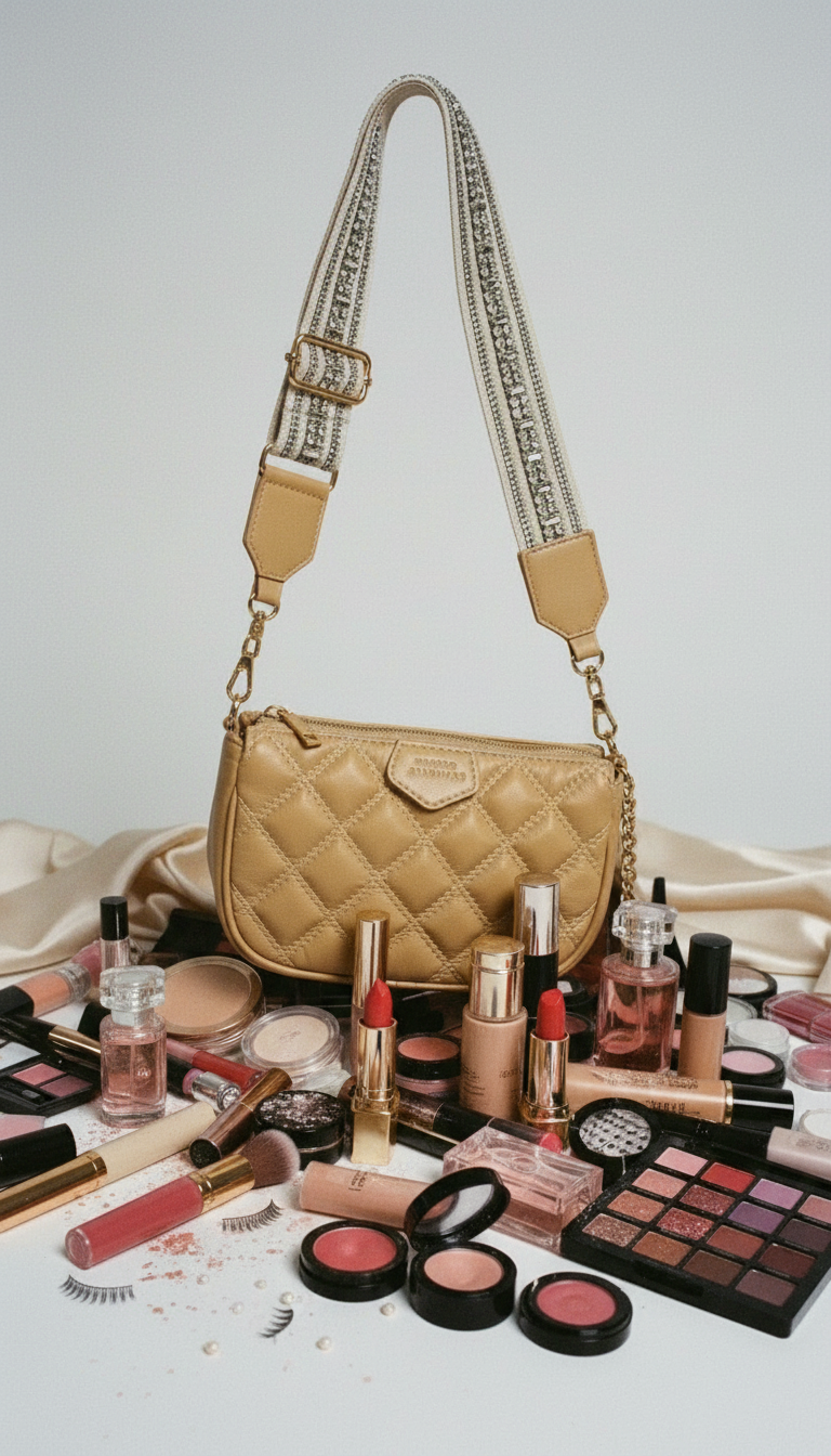 Hand Embroidered Fish Leather Beige Sling Bag