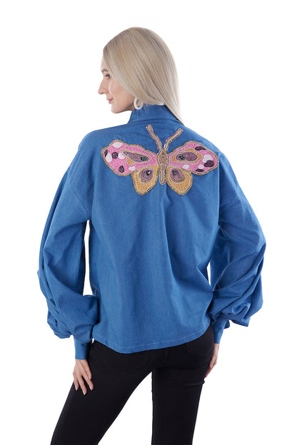 Balloon Sleeves Denim Shirt