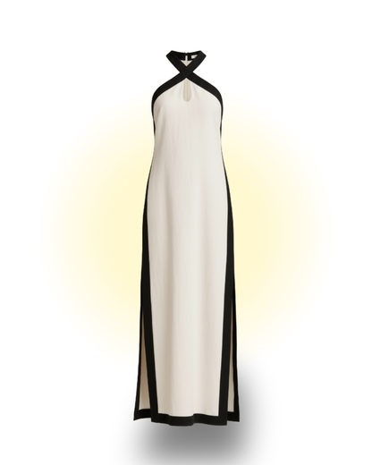 Halter Neck Side Slit Dress - Sophistication meets minimalism in a silhouette made for statement moments
