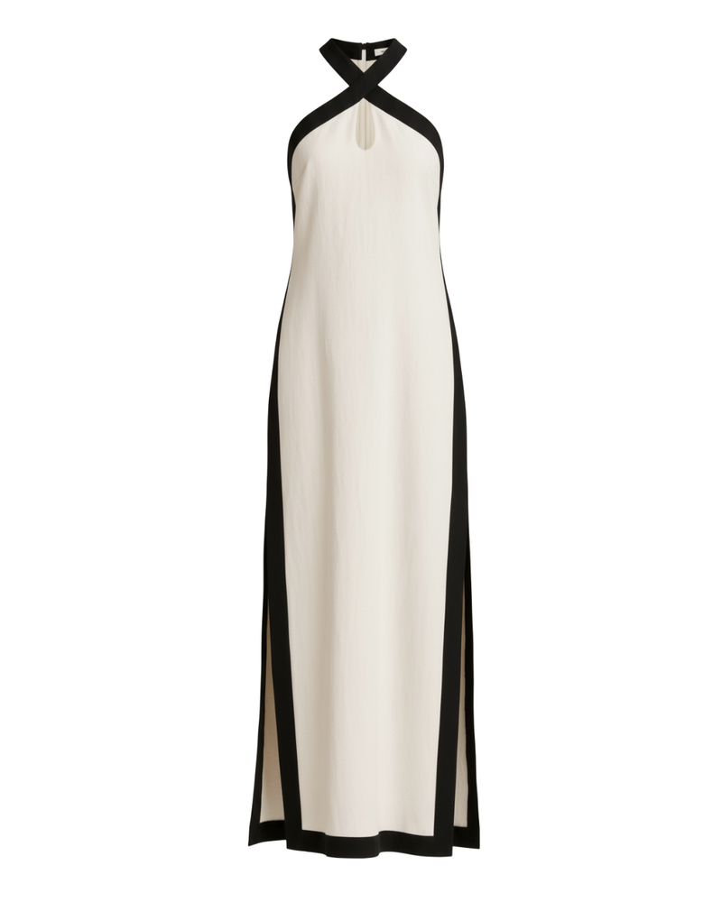Halter Neck Side Slit Dress - Sophistication meets minimalism in a silhouette made for statement moments