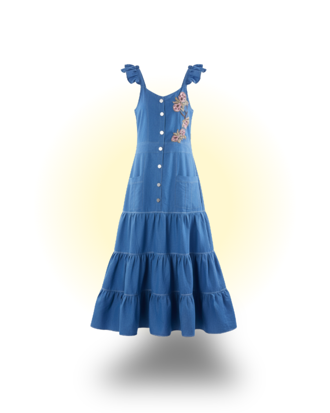 Tiered Denim Maxi Dress