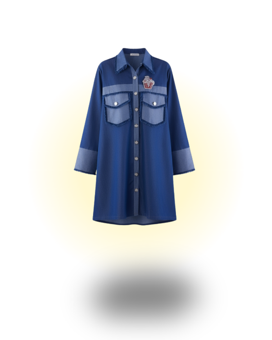 Full Sleeves Denim Shirt Dress