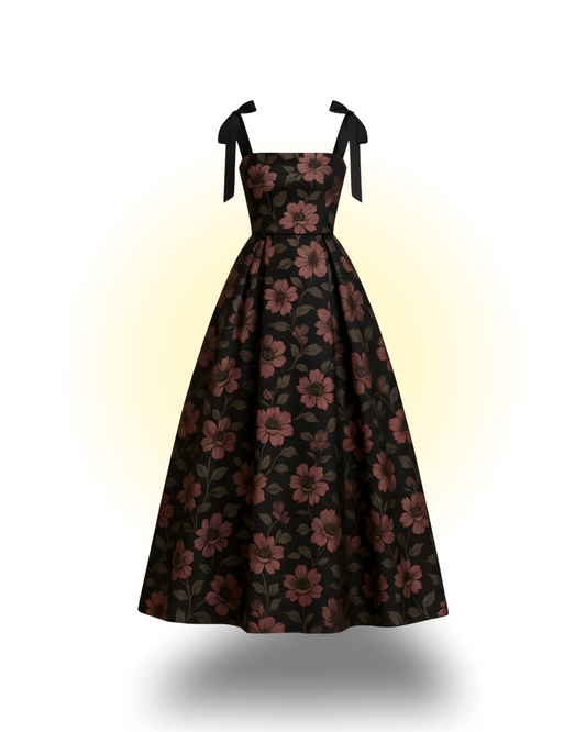 Long corset bodice ,Tie up shoulder dress