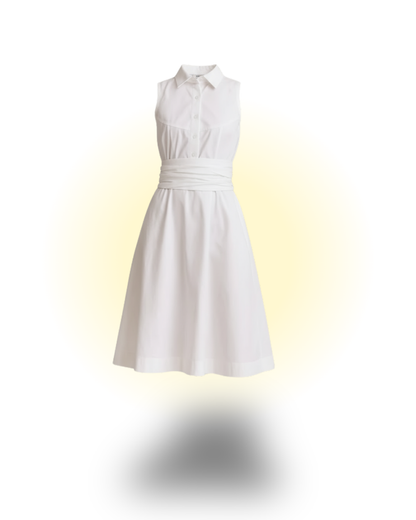 White Dress with Back Tie-Up - Polished minimalism for every occasion