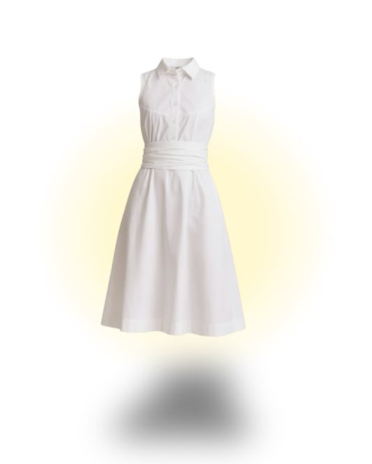 White Dress with Back Tie-Up - Polished minimalism for every occasion