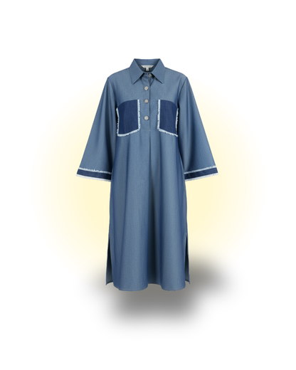 Washed Denim Oversized Midi Dress