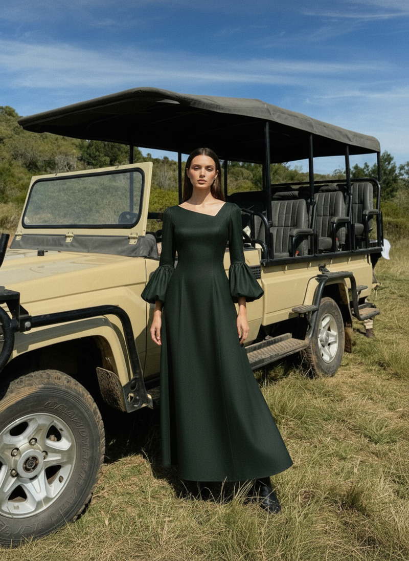 Long Balloon sleeve Dress